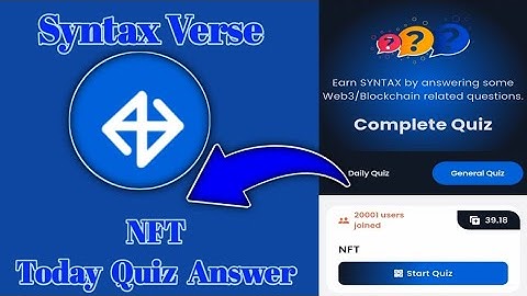 Syntax Verse General today NFT quiz answer| NFT Today Quiz Answer