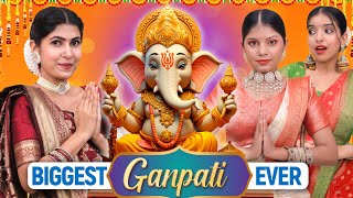 TINY vs GIANT GANPATI Challenge | Making Worlds Biggest Paper Ganpati At Home | DIY Queen