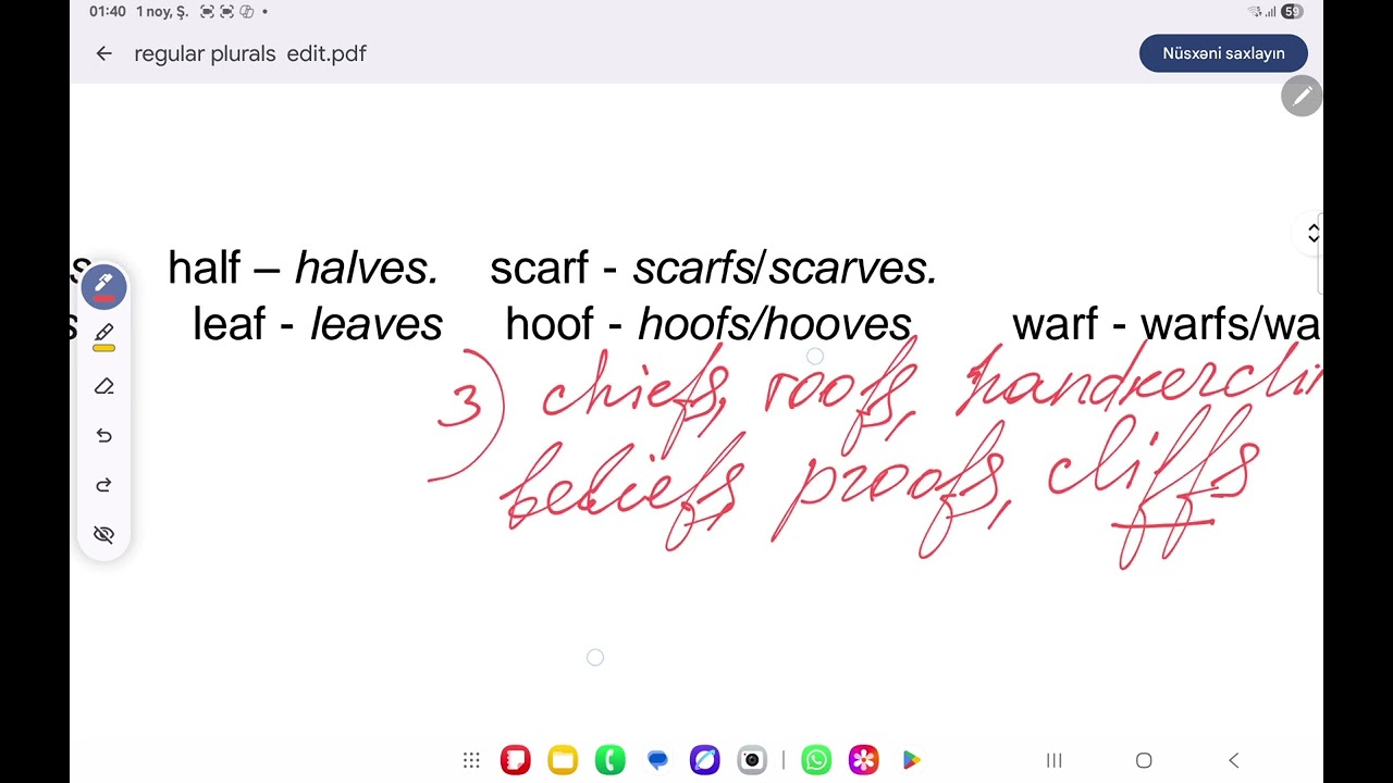 Isim bölməsi ( plural of nouns)