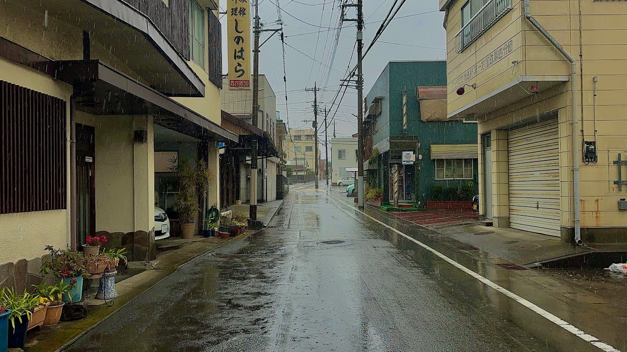 4K Japan Walk - walking in beautiful rain Fujinomiya old countryside#japan