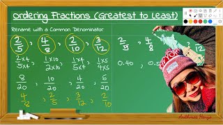 Arranging Fractions from Least to Greatest or Greatest to Least