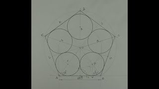 How to draw five equal circles inside a pentagon touching two sides and two other circles