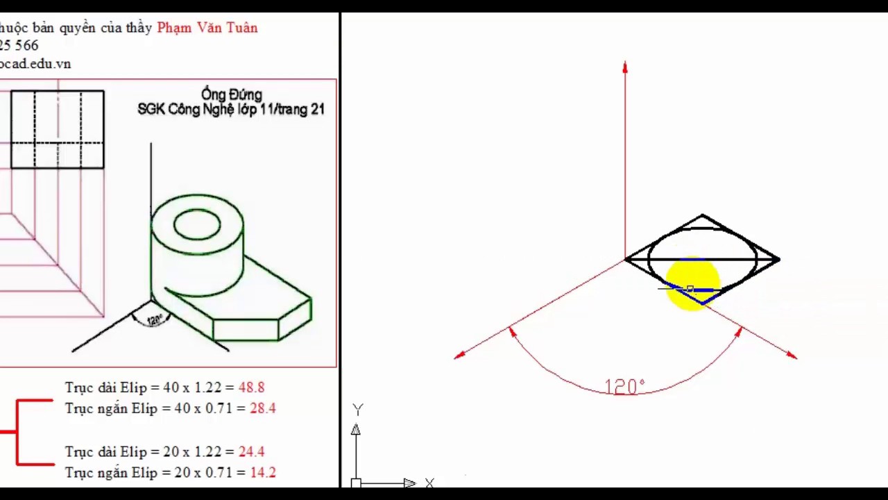 CÁCH VẼ HÌNH ELIP TRONG HÌNH CHIẾU TRỤC ĐO TRONG AUTOCAD - YouTube