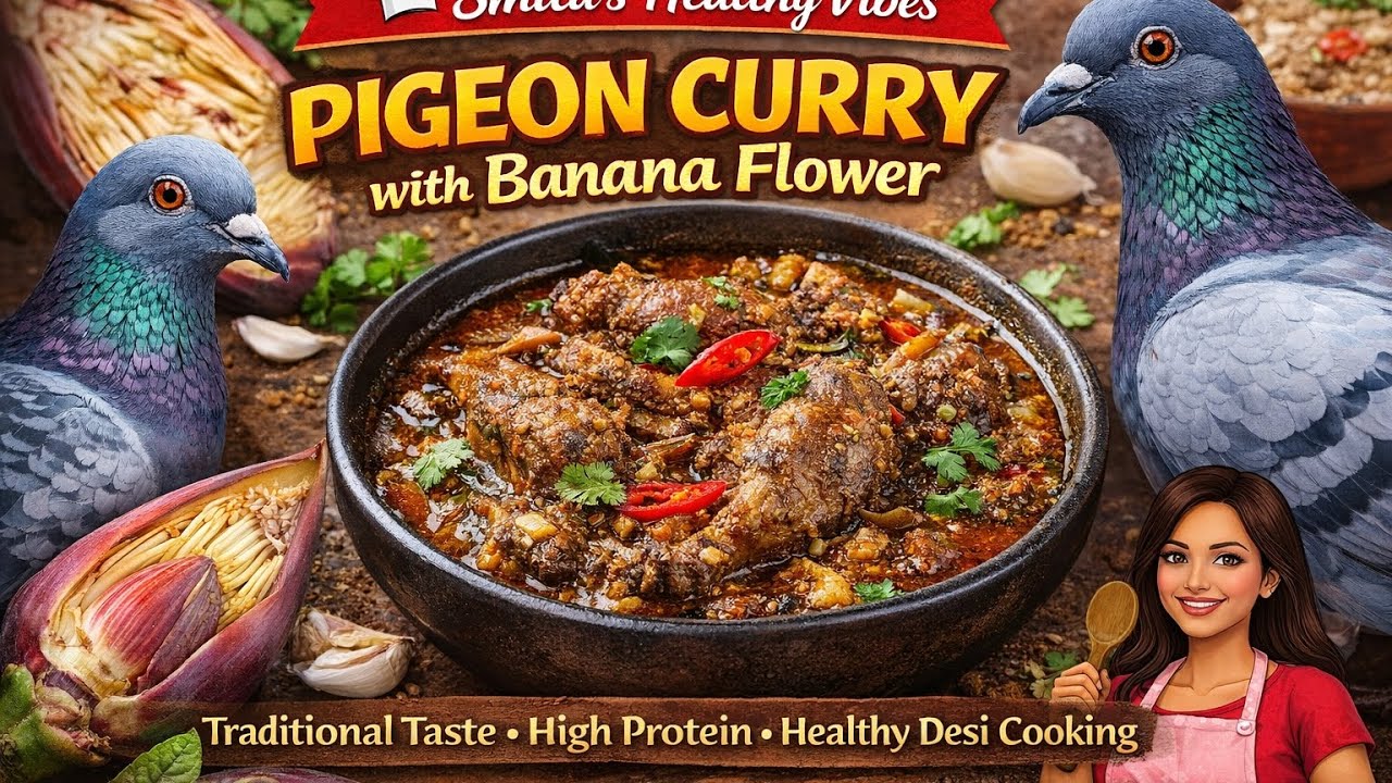 Traditional Assamese Pigeon Meat & Banana Flower Curry | Healthy Desi Cooking |Smita's Healthy Vibes