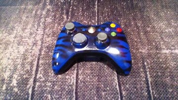 Custom Painted XBOX 360 Controller - Blue Tiger with Mods