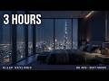 Dubai Penthouse Rain Sounds Soft Music 3 Hours | Deep Sleep No Ads
