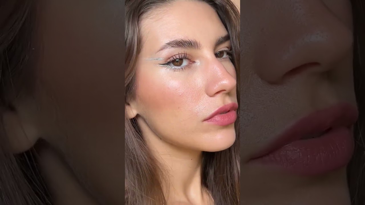 Graphic liner, but make it metallic. 🩶🧡