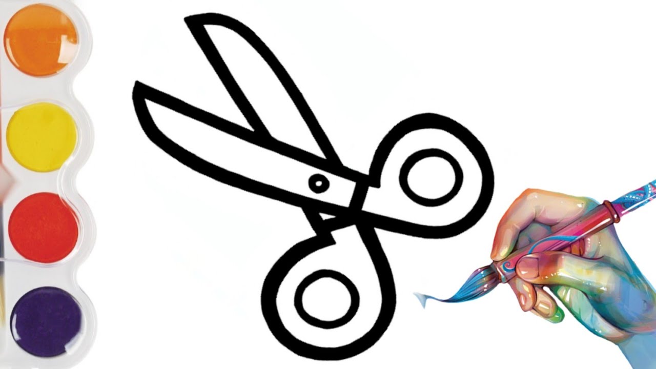 Nok Rasm Bolalar uchun Qaychi rasm chizish/Drawing scissors for children ...