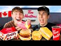 Brits try tim hortons breakfast for the first time