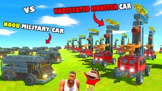 Upgrading NOOB CAR into UNDEFEATED MONSTER CAR with SHINCHAN and CHOP in Animal Revolt Battle SIM