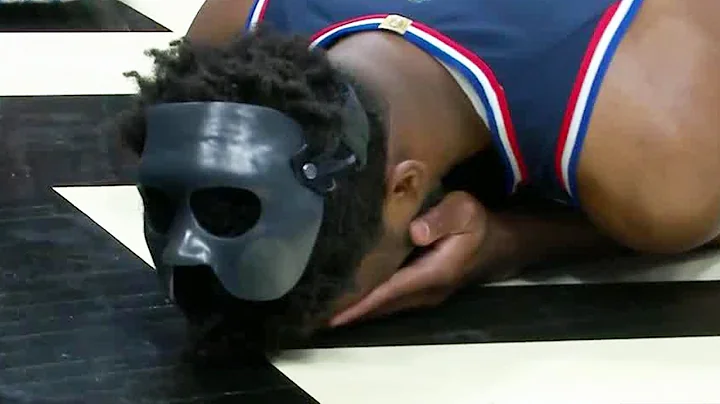 Joel Embiid goes down in pain after being hit in the face on contested rebound + Doc Rivers T'd up