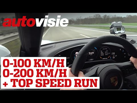 Porsche Taycan Turbo S: 0-100 km/h, 0-200 km/h &amp; top speed Autobahn run | Autovisie