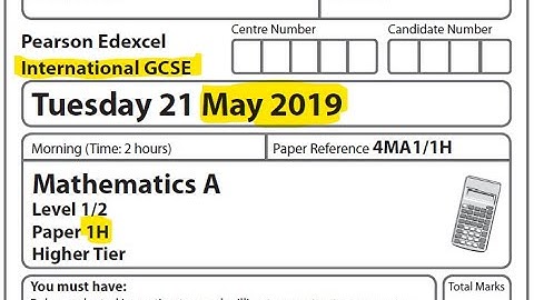 IGCSE Mathematics June 2019 - 4MA1/1H