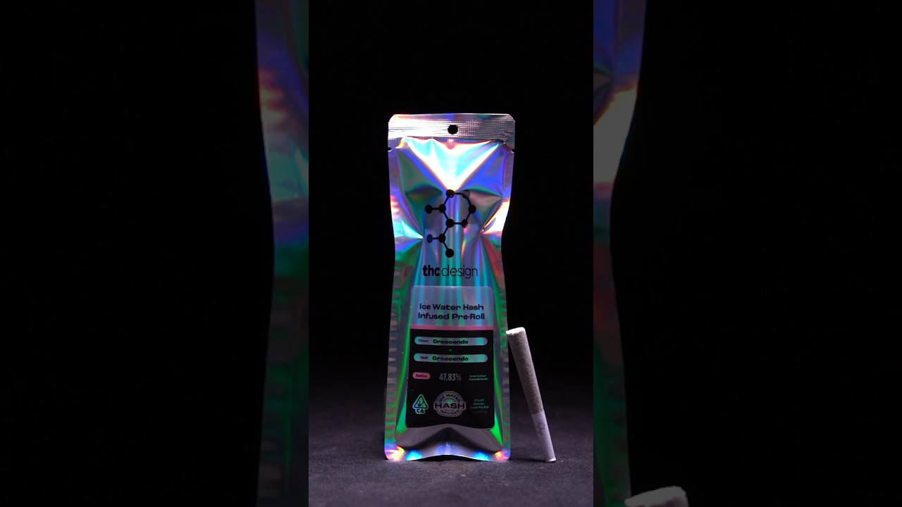 Introducing the Ice Water Hash Infused 1g Pre-roll by THC Design, Crescendo x Crescendo!
