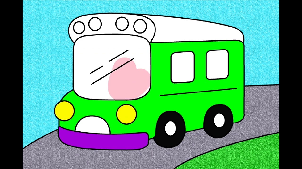 Coloring picture bus 🚍 for kids 4K Full HD  Раскрасить изображение автобус 🚍 для детей 4K Full HD