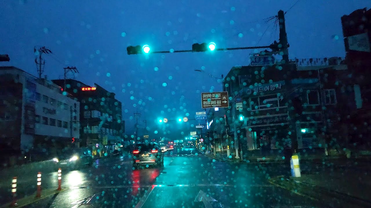 [Rain Drive]Слепое вождение под утренним дождем. Вождение под дождем на рассвете. Канхва-ып, Кёнгидо