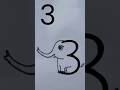 how to draw elephant 🐘 with number 3 step by step #shorts #youtubeshorts #drawing #art