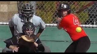 Firecracker Batter Gets Hit vs Explosion @ TCS Fastpitch Softball Tournament, Hemet CA. Emily Burrow