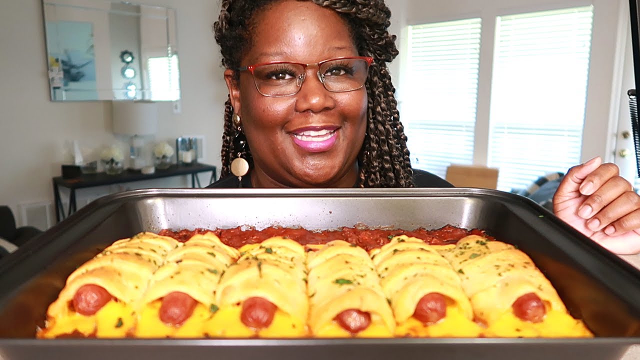 CHEESY CHILI DOG BAKE RECIPE + MUKBANG 30 MINUTE MEAL | Asmr 실제 요리 소리