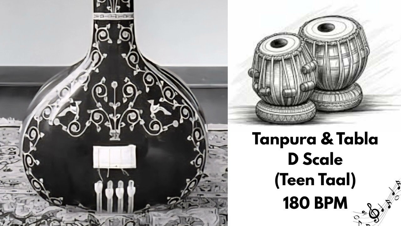 D Tanpura & Tabla || Teen Taal 180 Bpm || Scale D