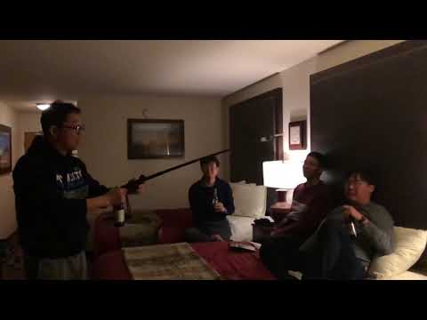 Opening a beer bottle with selfie stick (slow video) 셀카봉으로 맥주병따기