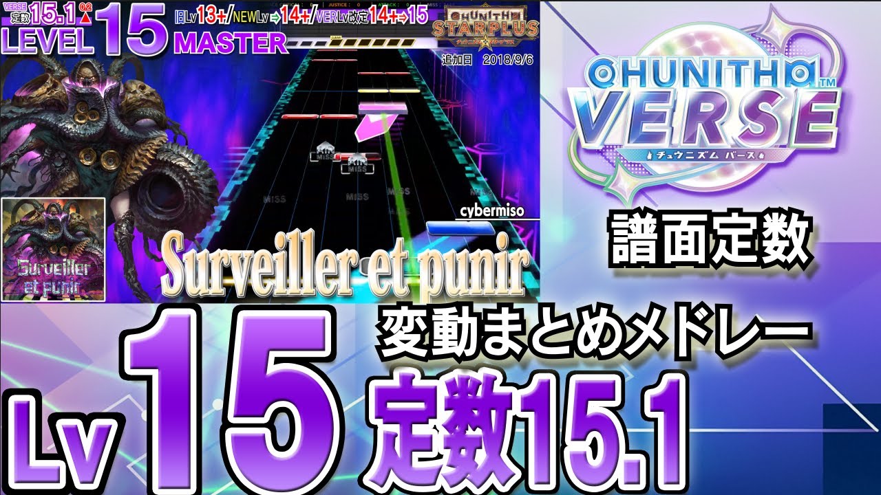 【CHUNITHM VERSE】Lv15(定数15.1)チュウニズム譜面定数変動まとめメドレー※新曲はありません