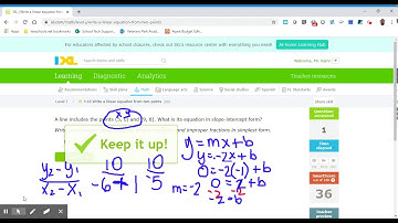 8th grade IXL write a linear equation from two points 2R9 lv 2