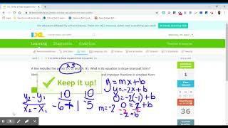 8th grade IXL write a linear equation from two points 2R9 lv 2