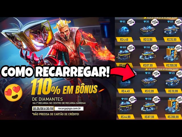 Garena Free Fire - Atenção, atenção! 😱 Aproveita que tem 110% de bônus de  dimas pelo Recarga Jogo!