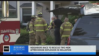 Neighbors help men after explosion in Holliston home
