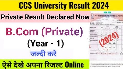 CCSU Private Result 2024 | CCSU B.Com (Private) 1st Year Result 2024 | CCSU Result 2024