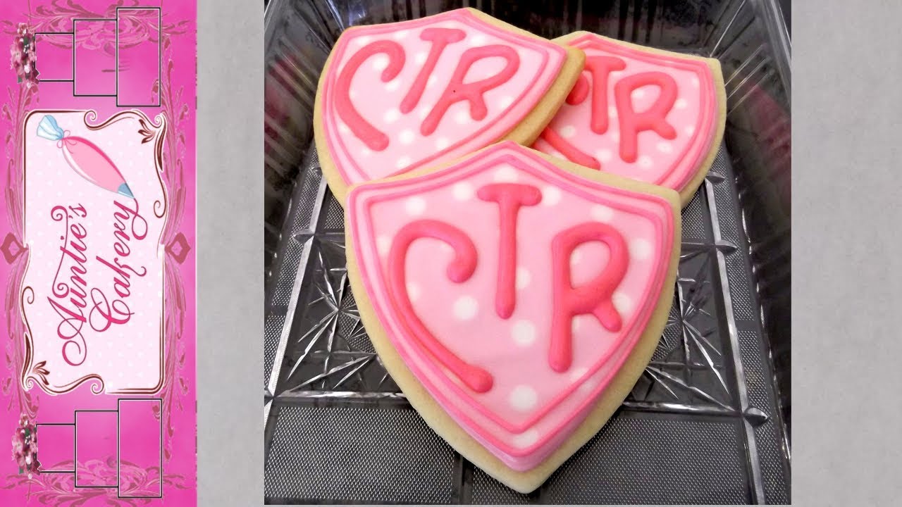 CTR sugar cookie decorated with royal Icing