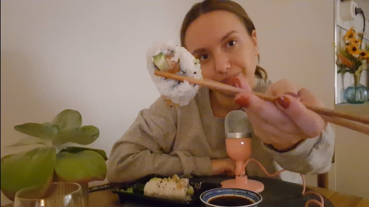 ASMR | Sushi Mukbang🍣 Celebrating 100 subscribers🎉