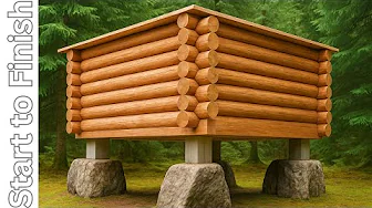 A Man Builds a TINY Log Cabin in the Forest | Full Build Start to Finish”