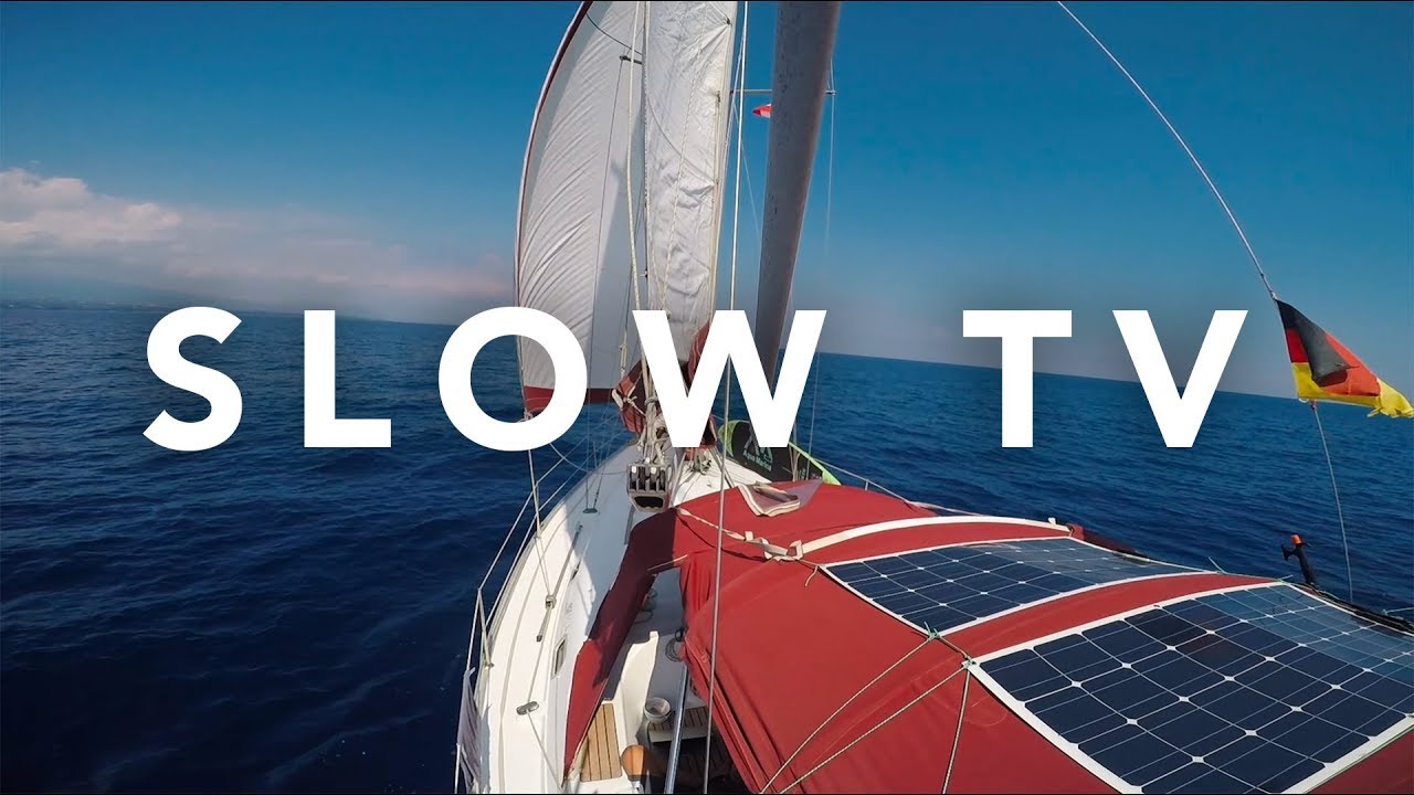 [75 min] SLOW TV – ASMR relaxing OCEAN sounds – sail, relax, sleep, study – boat life