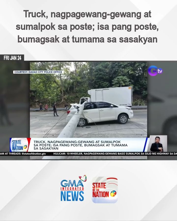Truck, nagpagewang-gewang at sumalpok sa poste | SONA