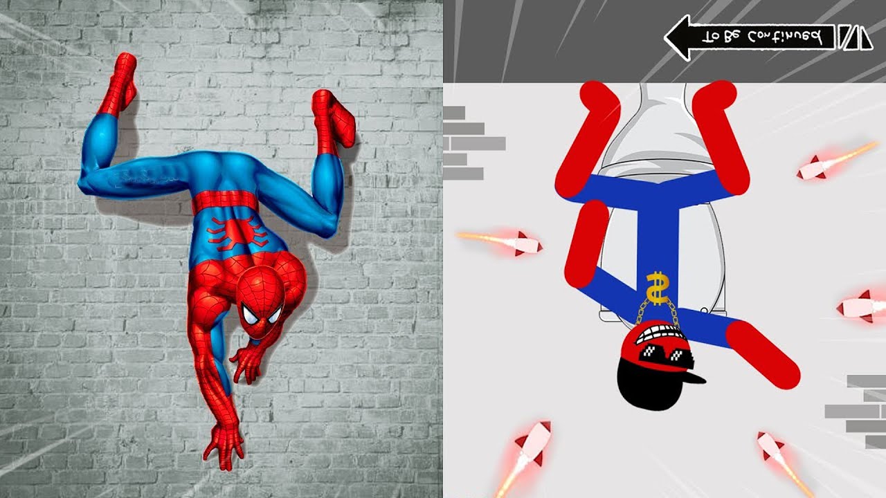 20 MIN Spiderman vs Stickman | Stickman Dismounting Funny Moments ...