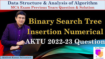 AKTU MCA PYQ (2022-23) || DSA || Binary Search Tree Insertion Algorithm and Numerical