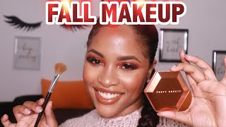 FALL MAKEUP LOOK || MINI REVIEW ON FENTY BEAUTY &quot;COGNAC CANDY&quot; DIAMOND BOMB