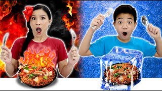 HOT VS COLD SPICY NOODLE FOOD CHALLENGE 24 HOURS, Red VS Blue | Funny Challenge | CnX Adventurers