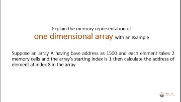 arrays in data structure | one dimensional array memory representation