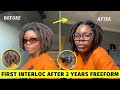 FIRST Time Interlocking My 4c FREEFORM LOCS || My Saloon Experience + Vlog