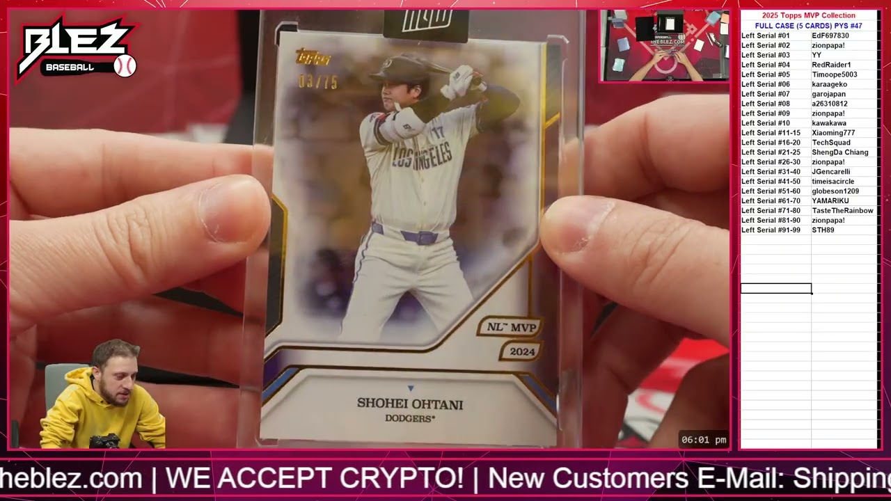 2025 Topps MVP Collection FULL CASE BREAK Pick Your Serial #47