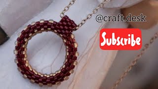 Easy Circular Peyote Pendant with beaded bail 🔆💯 Beginners Beading- 3D Peyote Circle