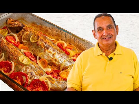 سمك قاروص بالبطاطس علي طريقه عم عبده