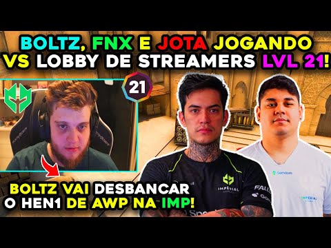 [FNX SURPREENDENDO GERAL!]🔥 BOLTZ, FNX & JOTA JOGANDO CONTRA LOBBY DOS STREAMERS LVL 21!