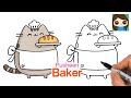 How to Draw Pusheen Cat Baking Bread