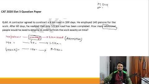 CAT 2020 slot 3 Question 60|| work pipes and cistern|| A contractor agreed to construct a 6km road
