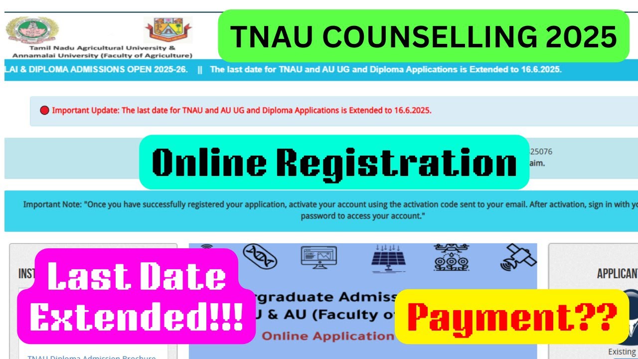 TNAU COUNSELLING 2025 REGISTRATION LAST DATE EXTENDED! I AGRICULTURE ...