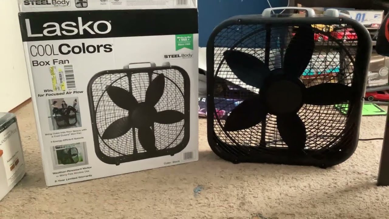 2021-22 Lasko cool colors box fan model B20301 (black) - YouTube